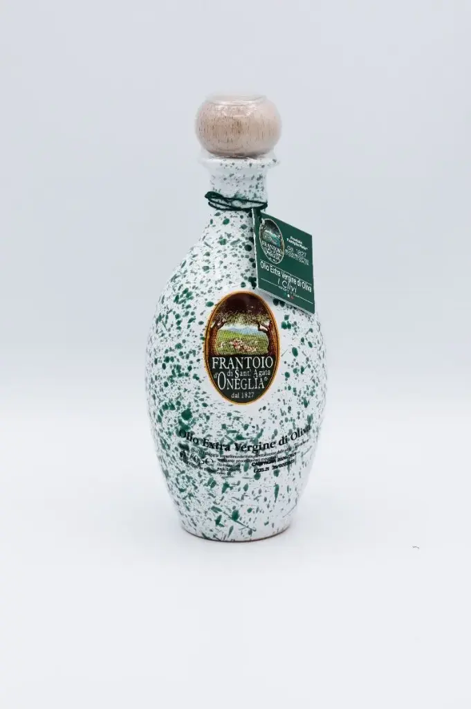 Céramique italienne blanche et verte - Huile d'olive extra vierge I Clivi 500 ml 